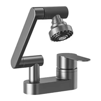 Robinet de lavabo en acier inoxydable avec noyau de valve en céramique, rotation à 360°, monotrou, 1 poignée, aérateur, gris anthracite, pour chambre à coucher