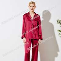 Ensemble de pyjama en satin thermique pour femmes Fung 6001, taille plus, robes de maison, plusieurs couleurs, motif uni, pantalon long jusqu'aux chevilles