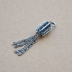 Pendentif en argent Sanqi avec pompon creux, chaîne longue de 53 mm, breloque pour accessoire de cheveux, bijoux DIY unisexe - Product Image 3