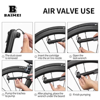 Pompe à châssis portable BAIMEI pour mini-vélo avec manomètre haute pression pour valves françaises/américaines - Valve intelligente 120 PSI étanche