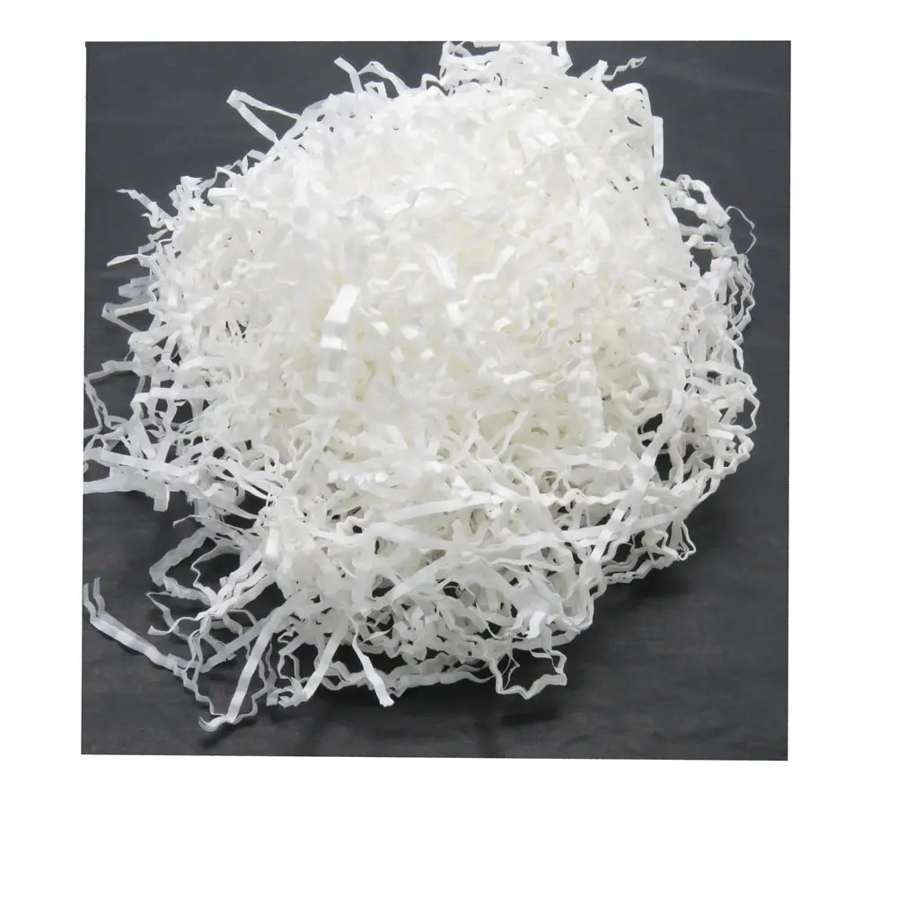 Riempitivo per cestini imbottitura in tessuto di cotone piccolo taglio kraft increspato carta tagliuzzata bianca per confezione regalo