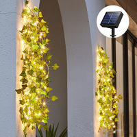 Contrôle de la batterie solaire extérieur étanche Led feuilles vertes fil de cuivre guirlande lumineuse pour jardin cour vacances décoration de mariage