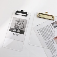 Carpeta de archivos de tablero acrílico MAXERY A4 Portapapeles de plástico transparente carpetas transparentes blocs de escritura con Clip de Metal en diferentes colores