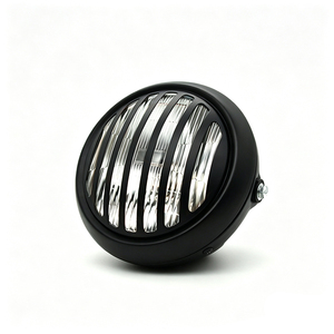 Phare avant rétro à grille de 7 pouces pour moto Harley Triumph CG125 GN125, faisceau haut et bas, noir chromé jaune transparent - Product Image 6