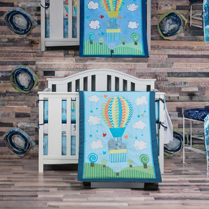 Ensemble de literie pour lit bébé 3 pièces, design cartoon (100% polyester tissé, couette + drap + jupe de lit), non toxique, imperméable - Product Image 3