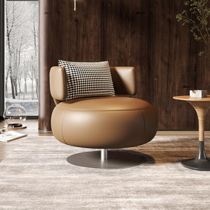 <span class=keywords><strong>Fauteuil</strong></span> pivotant nordique moderne et minimaliste pour salon, chambre à coucher, relaxation, canapé individuel créatif en cuir, chaise d'hôtel - Product Image 3