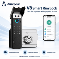 Serrure de porte intelligente Aurelysse V8 Tuya avec reconnaissance faciale, clavier à empreintes digitales et interphone vidéo pour portes extérieures