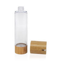 Kemasan Organik Kustom Berkualitas Tinggi 100ml Sampo Losion Kosmetik Mewah Botol Pompa Tanpa Udara Bambu AS