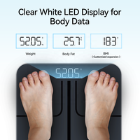 Báscula Digital Inteligente LED para Análisis de Contenido de Agua y Grasa Corporal, Capacidad de 180 kg, Funciona con Batería, Vidrio Templado, con Aplicación, Gran Venta