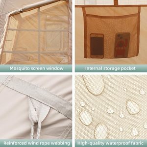 Carpa de Camping Inflable de PVC para <span class=keywords><strong>4</strong></span> Estaciones, Impermeable 3000mm, con Áreas Separadas para <span class=keywords><strong>Dormir</strong></span> y Vivir, para <span class=keywords><strong>4</strong></span>-6 Personas, Carpa Glamping, Oxford 420D - Product Image 4