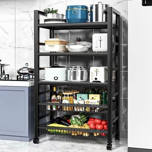 New Style Metal <strong>Rolling</strong> Trolley Vegetable Fruit <strong>Rack</strong> Multifunctional Movable Kitchen Microwave Oven Storage <strong>Rack</strong> - Product Image 3