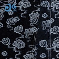 Tissu Denim Jacquard Nuage Auspicieux Teint en Fil Écologique DC012K-6 Noir Tourbillon pour Vestes Hommes Femmes Garçons Filles En Stock