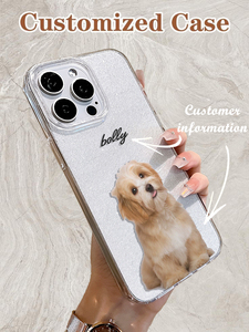 Coque de téléphone personnalisée avec <span class=keywords><strong>photo</strong></span> de votre animal et nom de votre animal, peinture UV, paillettes argentées, TPU pour 17/16/15/14 Pro Max - Product Image 4
