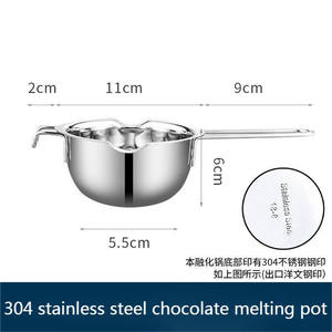 Vente en gros Offre Spéciale outils pour gâteaux 304 acier inoxydable Pot à chocolat pour fondre <span class=keywords><strong>la</strong></span> cire bol à <span class=keywords><strong>fromage</strong></span> chauffe-beurre - Product Image 6