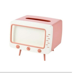 Hot Selling Multifunction Pink Plastic Mobile Phone Bracket Tissue Box Cover For Desktop