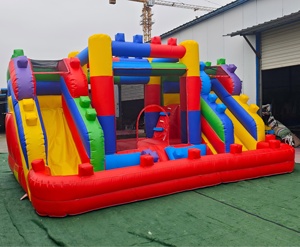Château <span class=keywords><strong>gonflable</strong></span> avec toboggan, blocs de construction, matériau PVC, garantie 3 ans, capacité 500 kg, souffleur inclus <span class=keywords><strong>pour</strong></span> enfants et <span class=keywords><strong>adultes</strong></span> - Product Image 3