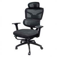 Chaise de bureau ergonomique de direction avec accoudoirs en tissu et repose-pieds, design moderne, fonctionnalités extensibles
