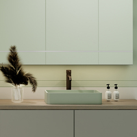 MOHOM Lavabo de salle de bain rectangulaire moderne en granit texturé effet béton naturel, résistant à l'eau, avec comptoir intégré, 16L