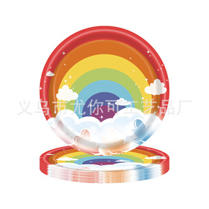 ชุดอุปกรณ์ตกแต่งงานวันเกิดธีมเมฆสีรุ้ง ชุดจานชามกระดาษ ผ้าเช็ดปาก ช้อนส้อม อุปกรณ์จัดงานเลี้ยงสำหรับเด็ก - Product Image 3