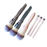 Premium Magnetisches 4-in-1 Synthetikfaser-Make-up-Pinsel-Set mit Kunststoffgriffen für Puder, Rouge, Lidschatten und Angelpinsel