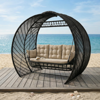 Fauteuil suspendu en rotin moderne pour extérieur Foshan, idéal pour projets hôteliers, chaise suspendue en osier autoportante pour patio