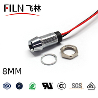Clignotants LED pour moto FILN 8mm 12V 24V, panneau concave en métal, indice de protection IP67, certifié CE