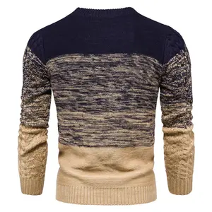 OEM & ODM 남자의 대원 목 남자를 위한 두꺼운 모직 니트 스웨터 땅딸막한 막는 색깔 스웨터