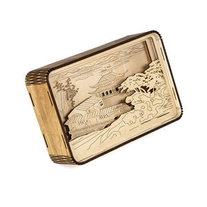 โคมไฟกลางคืน LED ทำจากไม้หลายชั้นสำหรับตกแต่งห้องคริสต์มาสกล่องเงาหลายชั้นลายนกและตัดด้วยเลเซอร์ตามสั่ง - Product Image 6