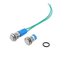 Interrupteur à bouton LED électronique 12V IP65 étanche en acier inoxydable 12MM à tête plate, auto-bloquant/réinitialisable, avec borne à souder 2 broches, 5A