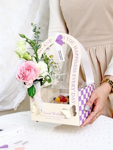 Oem Wedding party Mini Cream Cake Favor Box thiết kế mới màu hồng vàng 5 inch bánh và hoa hộp quà tặng với xử lý - Product Image 5