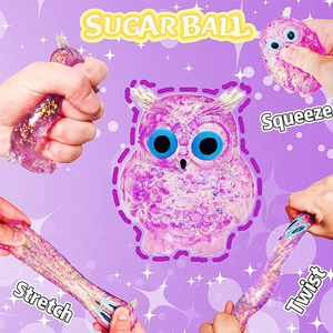Purple TPR Owl <b>Squeeze</b> Toys Glitter Sensory Stress <b>Balls</b> Anxiety Relief Sugar Squishies <b>Balls</b> Hands Toys for Kids Adults - Product Image 3