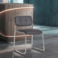 Chaise de bureau moderne à dossier moyen, chaise de visiteur exécutive, siège de réunion sans accoudoirs avec structure en fer pour immeuble de bureaux