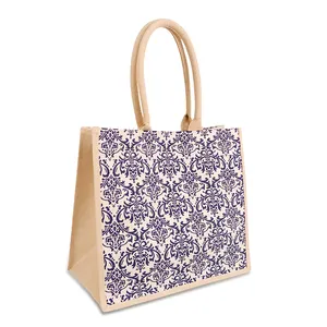Eco Friendly Canvas Custom Print Recycled Floral Women Large Jute Grocery Shopping Tote Bags Portable Designer Handbags