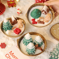 Bougie en forme d'animal dans un bol en coquille de noix de coco, faite à la main, pour arbre de Noël, vente en gros, coffret cadeau festif, ambiance de vacances