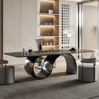 Table à manger extensible en marbre de luxe au design italien moderne avec base en forme de S pour la maison, l'appartement, le bureau