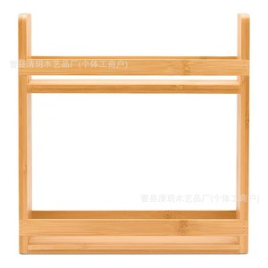 Bamboo <b>Spice</b> Rack 2 Tier With Glass <b>Jars</b> Airtight Kitchen Storage Organizer - Product Image 4