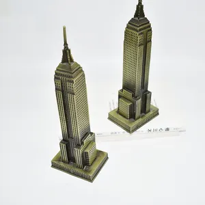 Custom Logo Design 3d Metal Miniature Building Model Of Burj Khalifa Tower Engraved Country Tourist Souvenir