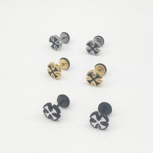 Cross <b>Stud</b> Earrings <b>Titanium</b> Steel Black Silver Gold Color Round Shape Fashion Jewelry For Women Men Unisex Ear <b>Studs</b> - Product Image 1