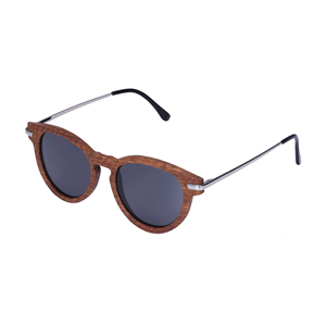 Lunettes de soleil en bois avec logo personnalisé, monture en bambou, style mode, verres miroir noirs, monture métallique, style à ressort, protection UV, verres colorés, légères, adaptées à tous les âges - Product Image 1