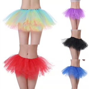 Fitspi Jupe <span class=keywords><strong>Tutu</strong></span> 5 couches pour femme, jupe bouffante en tulle pour adulte, jupe à volants superposés tendance, costume de ballet pour performance cosplay, jupe en maille - Product Image 1