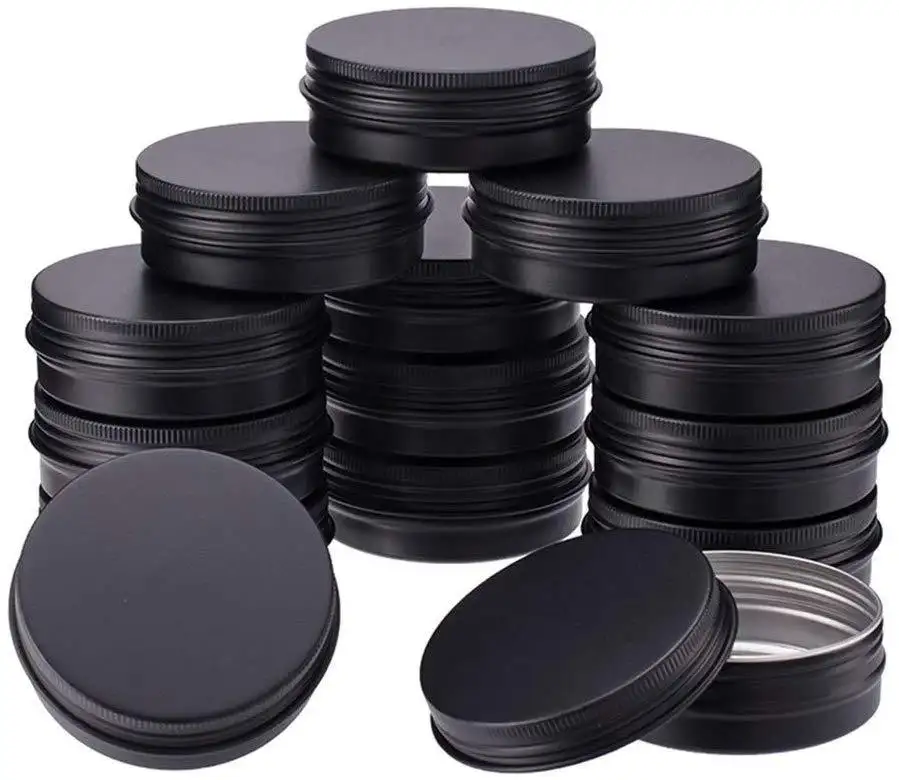 Black aluminum tin cans 5g 10g 15g 30 50 60g 100g 120g 150g 200g aluminum jar alumiun container for candle lip balm cream