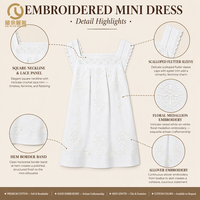 Fabricant de vêtements, personnalisez votre marque, livraison rapide, robe en coton pour femmes, col carré, bretelles épaisses avec broderie, robe maxi