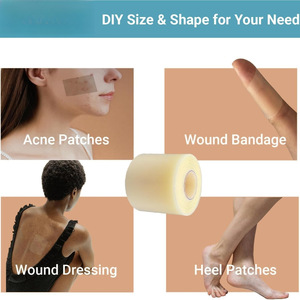 Rouleau de film hydrocolloïde 10 cm x 5 m, pansement adhésif médical pour sutures, pansement pour les plaies, pour les patchs de talon et l'usage quotidien - Product Image 3