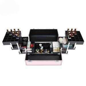 Trousse de maquillage portable Qihui 35 cm de large, multi-compartiments avec serrure, pour usage domestique, rose gold, matière ABS - Product Image 5