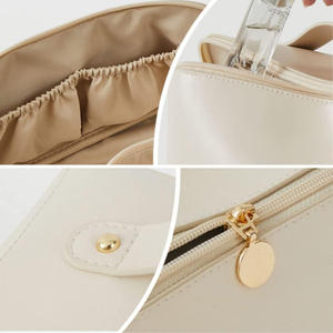 Trousse de toilette de voyage étanche avec logo personnalisé trousse de maquillage grande capacité en cuir PU - Product Image 4