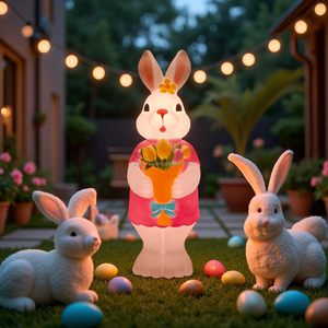 ของตกแต่งรูปกระต่ายอีสเตอร์สีชมพูพร้อมไฟ LED - Product Image 1