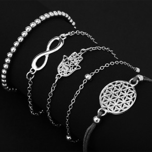 Fashion <b>Charm</b> <b>Bracelets</b> Set Women's Tibetan <b>Silver</b> Chain Link Geometric Design Gift Jewelry - Product Image 3
