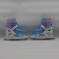 Patins à glace Yijiu Yijiu en cuir durable à coque rigide bleue pour événements sur la patinoire, 4 tailles réglables pour enfants, garçons et filles