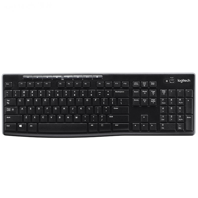 Logitech K270 Wireless Keyboard 2.4 GHz Unifying Receiver Full Size with Number Pad 24 Month Battery Quiet Keys for Office PC