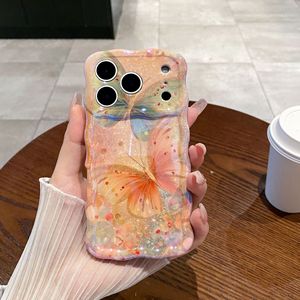 Custodia Protettiva Antiurto con Bordo Ondulato per <span class=keywords><strong>iPhone</strong></span> 17 Air 16 15 14 13 Promax, Design Estetico Farfalla e Fiore Stile Pittura a Olio - Product Image 6